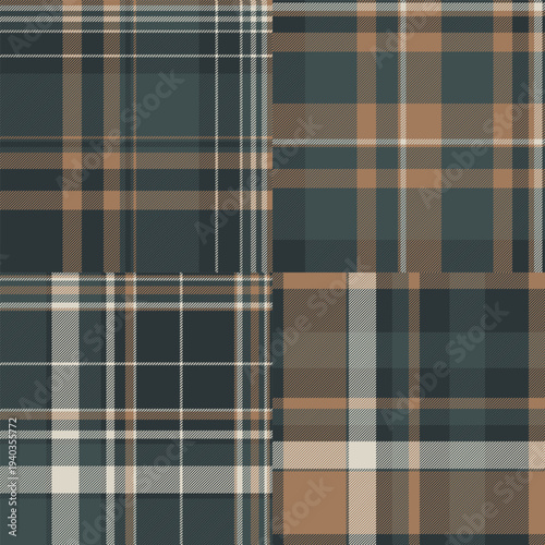 Plaid bundle for seasonal childrens planners. Coordinated pages feel structured and playful. Vector format prints sharply.