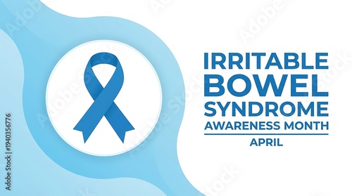 Free Download Irritable bowel syndrome awareness month background with soft blue wavy shapes and official ribbon icon for April health events and medical educational presentations for patients - GFXLoad