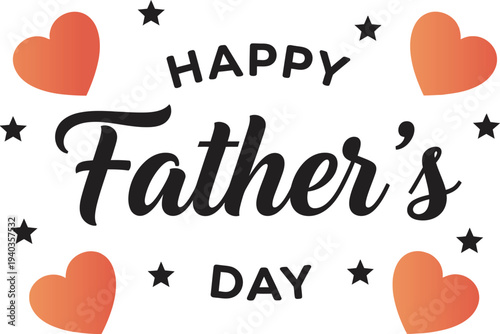 Happy father's day wishes greeting card with hearts and stars