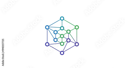 Geometric network structure with interconnected nodes and lines.