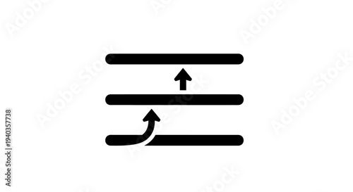 Simple black icon with arrows between horizontal lines.
