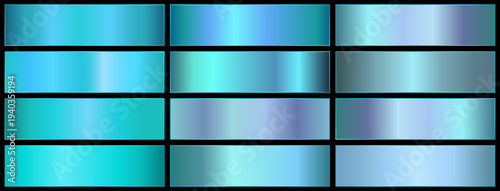 premium real light blue gradients swatch palette. blue metal gradient. realistic blue.