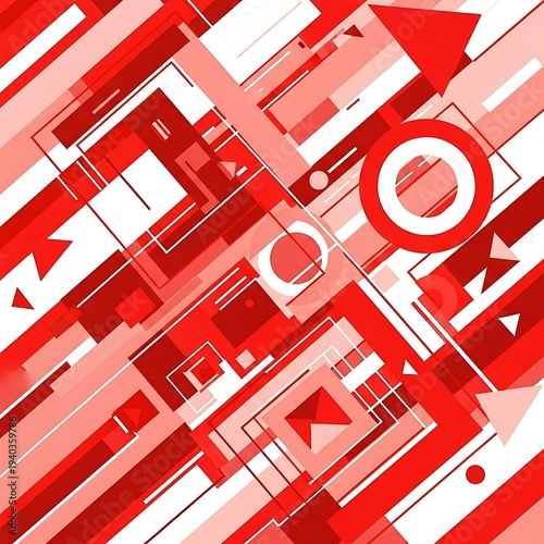 Wallpaper Mural Abstract Red Geometric Shapes and Arrows. Torontodigital.ca