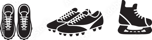 Pair of Athletic Soccer Cleats or Football Shoes Silhouette with Studs for Sports Apparel Branding and Team Championship Graphics