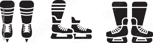 Professional Ice Hockey Skates and Protective Leg Guards Silhouette for Winter Sports Graphic Design and Athletic Equipment Marketing