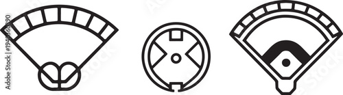 Baseball Diamond Field Icon Minimalist Outline Vector Illustration of a Baseball Court for Sports Layout and Coaching Graphic Design