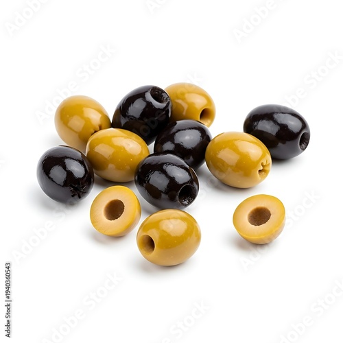 Wallpaper Mural Assorted Green and Black Olives on White. Torontodigital.ca