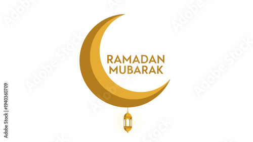 Celebrating Ramadan with a golden crescent moon and lantern illustration during the holy month