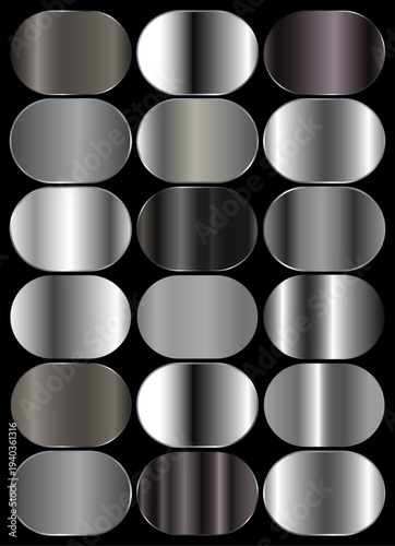 silver foil texture set. Metallic steel gradient collection. silver plates.