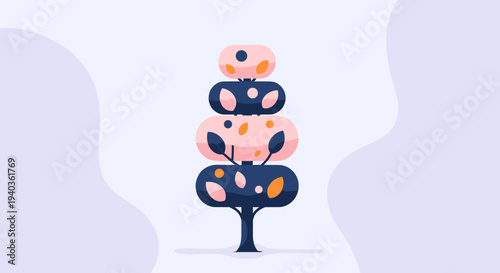 Stylish Modern Cake with Decorative Toppings and Artistic Design.