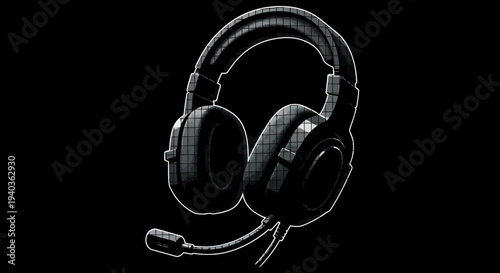 Black gaming headset with microphone.