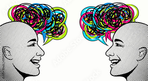 Illustration of two people communicating thoughts.