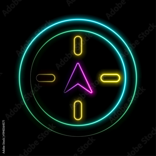 Neon GPS locator symbol for modern UI