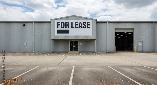 Commercial Building For Lease Sign Parking Lot.