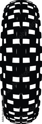 Black and White Off-Road Motorcycle Tire Tread Vector Illustration Isolated on White Background
