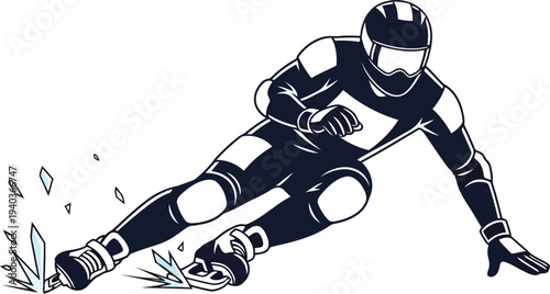 Dynamic Vector Illustration of Speed Skater in Action with Helmet and Protective Gear