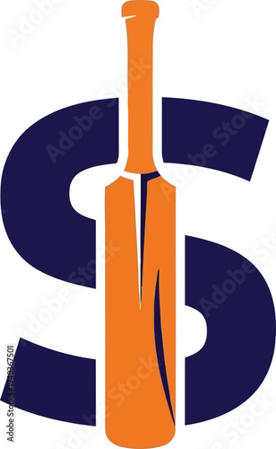 Cricket Bat and Dollar Sign Logo Design for Sports Finance and Sponsorship Concepts