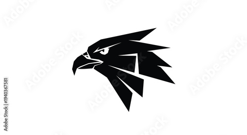 Black eagle head silhouette on white background