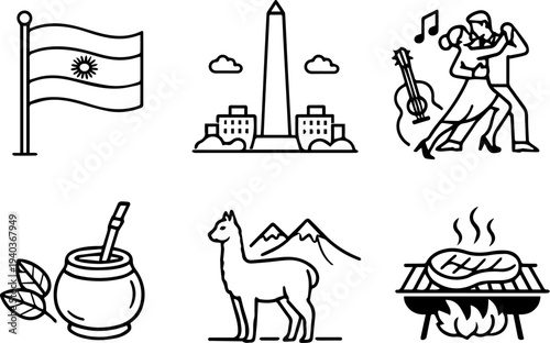 Argentina culture travel landmark icons