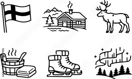 Finland winter culture travel icons