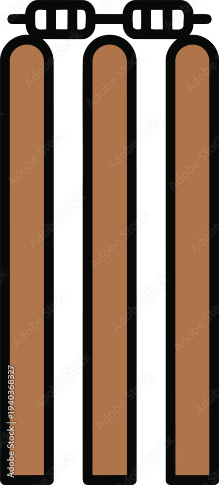Obraz premium Minimalist Vector Illustration of Cricket Stumps Isolated on White Background