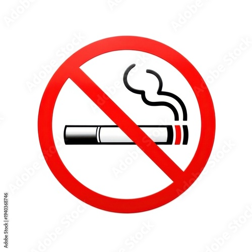 Prohibition symbol for smoking and cigarette use in restricted areas