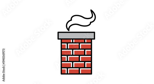 A brick chimney with smoke coming out of it.