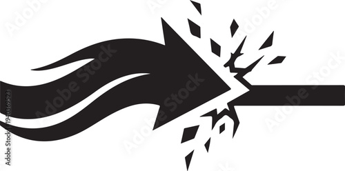 Silhouette of a flaming arrow isolated on transparent background