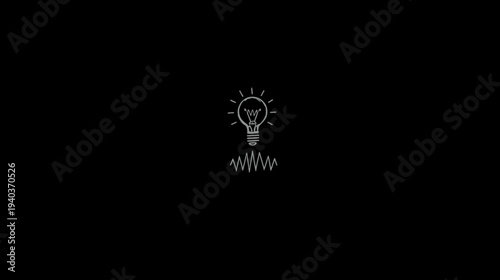A minimalistic depiction of an illuminated lightbulb above a waveform on a dark backdrop