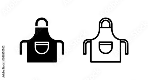 Chef Apron Icon Set for Restaurant and Kitchen Service Design