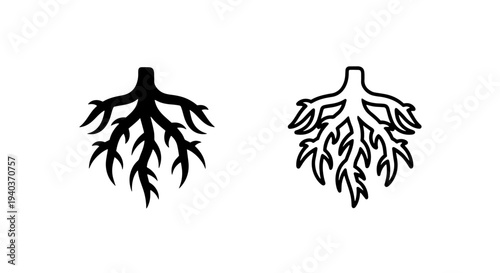 Branching Plant Roots Icon - Growth and Natural Foundation Symbol Design