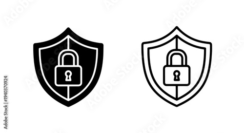 Shield and padlock icon for data security, cyber protection, and privacy