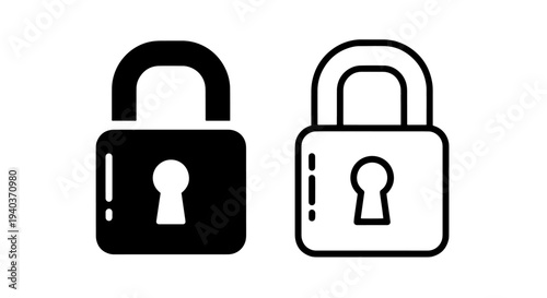 Modern padlock icon with keyhole for digital security and restricted access
