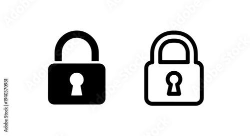 Minimalist padlock icon with keyhole for web security and locked information