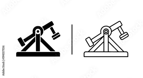 Medieval Catapult Siege Engine Outline Icon