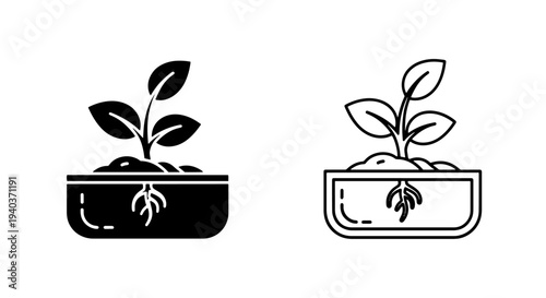 Seedling Plant Pot Icon for Growth and Gardening