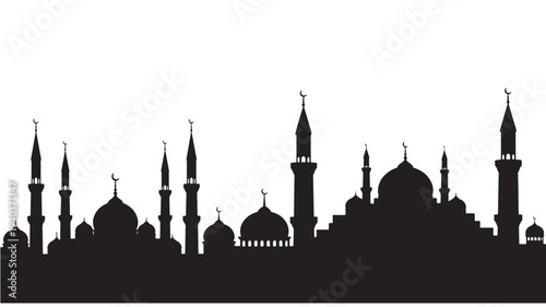 Black silhouette of mosque and minarets vector