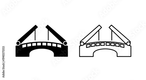 Drawbridge Icon Open for Passage and Transportation Symbol