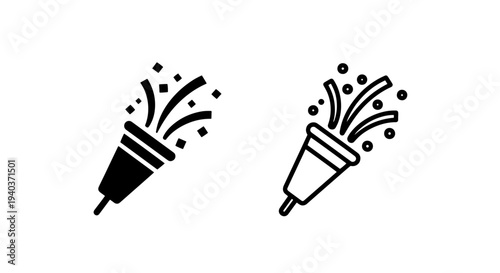 Celebration Party Popper with Confetti Icon Vector Graphic Element