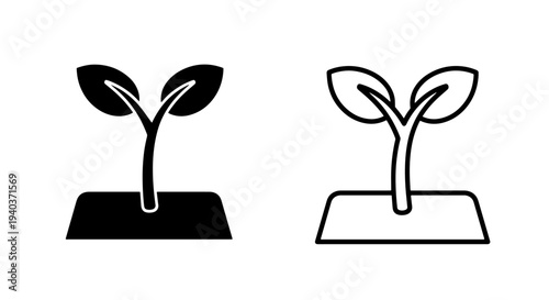 Young Plant Sprout Icon for Growth and Environment Concepts