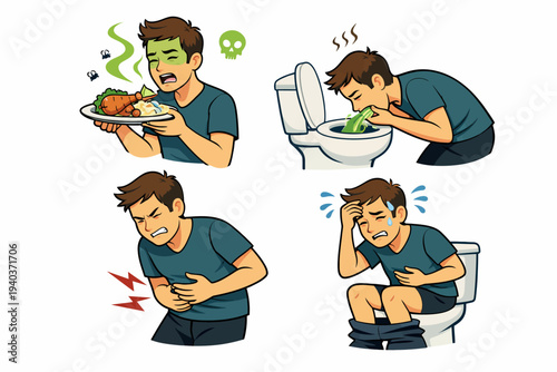 Eating, Vomiting, Abdominal Pain, Diarrhea