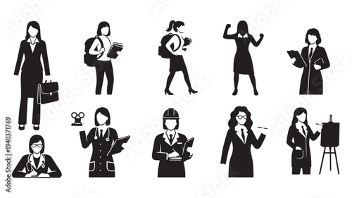 Set of 10 businesswoman icons vector