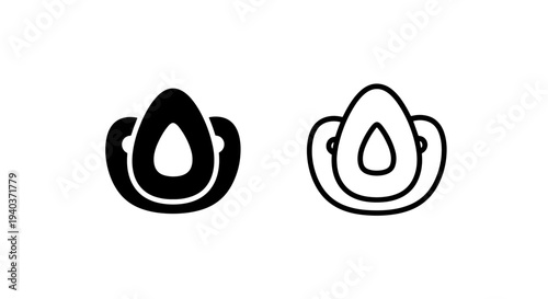Baby Pacifier or Soother Black and Outline Icon Set
