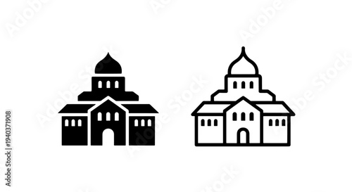 Religious Domed Building Icon Representing Mosque or Temple Architecture