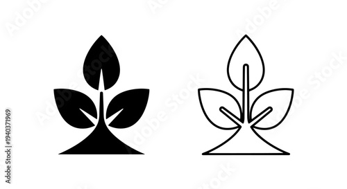 Sprout seedling icons representing growth and environmental sustainability in black and wh