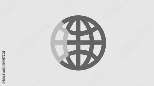 Simplified illustration of a globe icon, showing a portion highlighted in a lighter shade