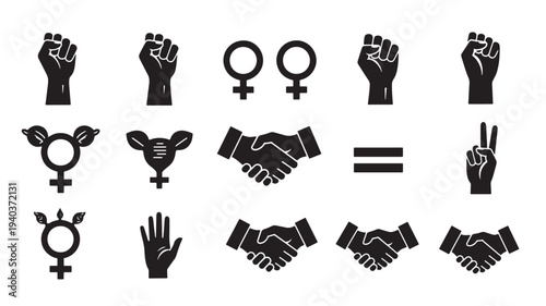 Set of 13 equality and activism icons vector