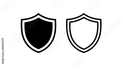 Secure shield icons for network protection and safety symbol design