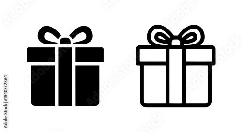 Rounded gift box and present icons for shopping rewards and celebrations
