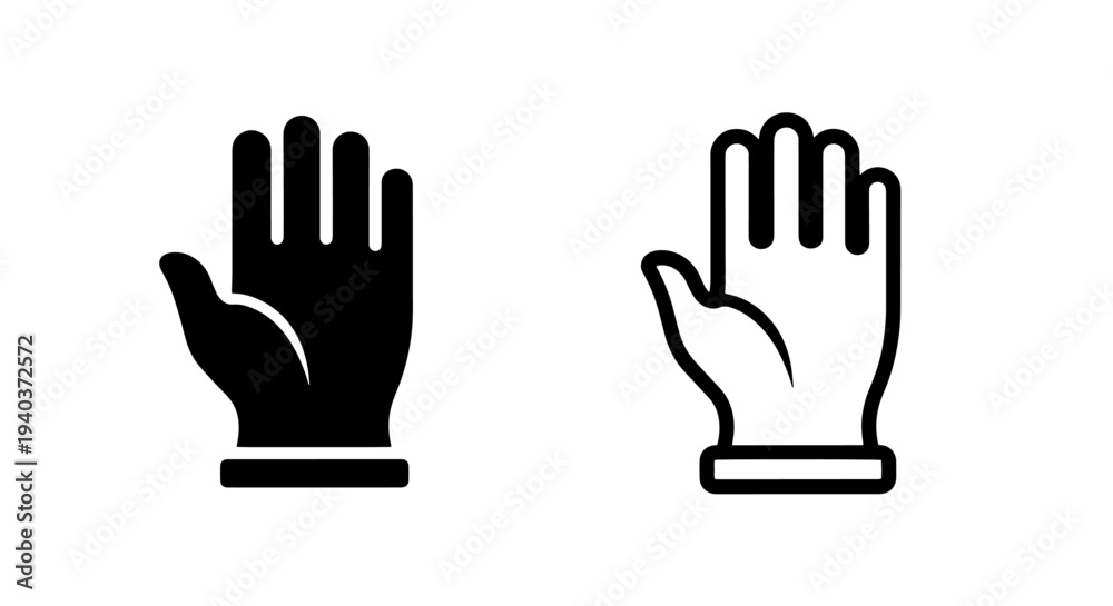 Fototapeta premium Open human hand palm icons in flat and outline style